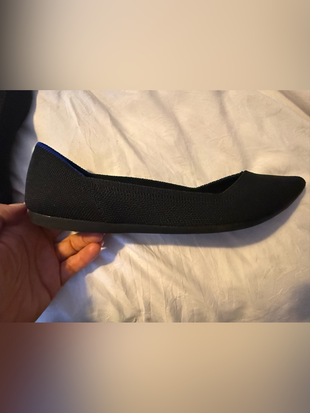 Rothy’s pointed toe Black Knit Slip-On Flats